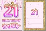 Olivia Samuel 20 Pack 21st Birthday Invitations Pink Gold Glitter Effect view 5