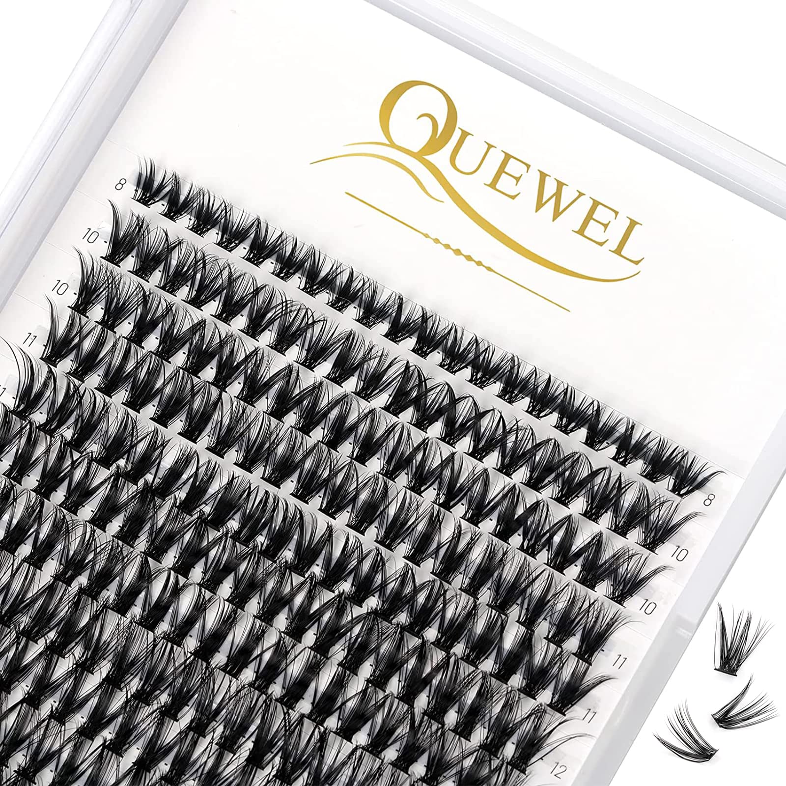 240Pcs Individual Lashes QUEWEL Cluster Lashes Individual Lash Extension 40D D Curl Lashes Cluster DIY Look Like Eyelash Extensions Mix8-14mm at Home(40D 0.07D MIX8-14mm) — image 1