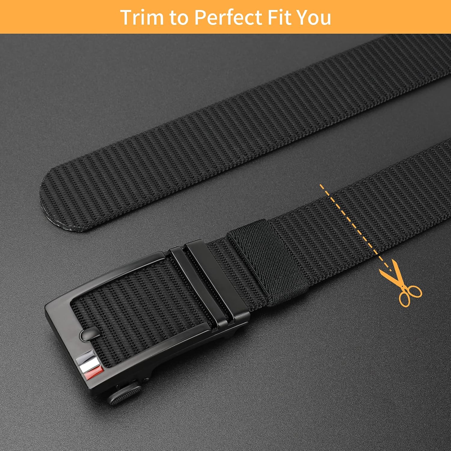 Nylon Ratchet Belt, Mens Golf Belt Casual, Adjustable Trim to Exact Fit, Black: Clothing
