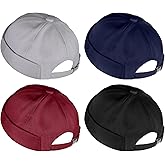 URATOT 4 Pieces Brimless Hat Docker Cap Retro Cotton No Brim Hat Adjustable Rolled Cuff Brimless Hats for Men