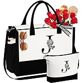 YOOLIFE Gifts for Women - Initial Canvas Tote Bag & Makeup Bag, Valentines Day Gifts for Women Wife Mom Friend Teacher Sister