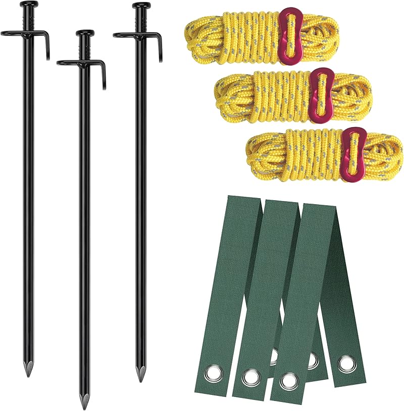 Aoipend Heavy Duty Tree Stakes Kit - 3 Metal Stakes, 40ft Guy Lines
