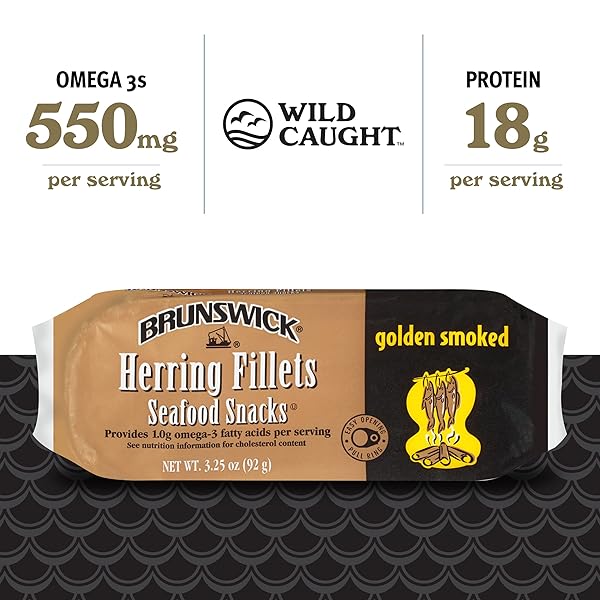 BRUNSWICK GOLDEN SMOKED HERRING FILLETS, 3.25 OZ CAN (PACK OF 12) – 18G PROTEIN PER SERVING – GLUTEN FREE, KETO FRIENDLY – GREAT FOR PASTA & SEAFOOD RECIPES