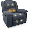 FLEXISPOT Rocker Recliner Chair for Adults - Massage Rocker Recliner Chair w/Heat & Vibration, 270° Swivel Glider Single Sofa for Living Room Bedroom, Grey (XRC2)
