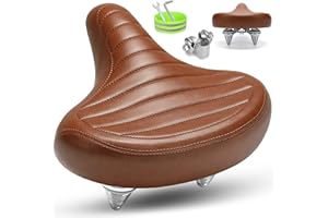 CDYWD Wide Bike Seat for Men Women Comfort, Large Soft Padded Bicycle Seat Cushion, Oversized Comfortable Replacement Saddle for Beach Cruiser, City Bike, MTB, Ebike, Scooter, Stationary Exercise Bike