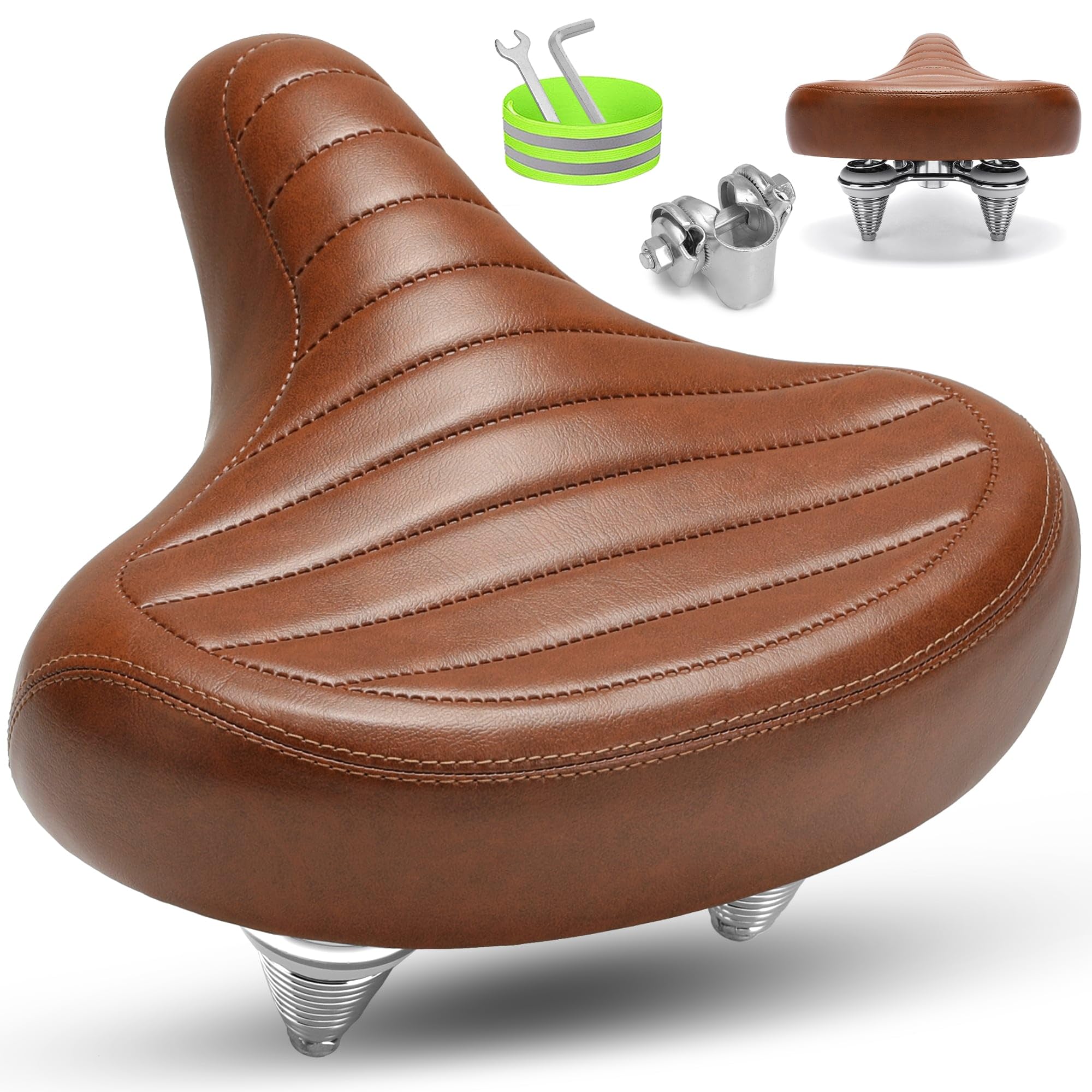 Photo 1 of CDYWD Wide Bike Seat for Men Women Comfort, Large Soft Padded Bicycle Seat Cushion, Oversized Comfortable Replacement Saddle for City & Mountain Bicycle, Beach Cruiser, Ebike, Scooter, Stationary Bike