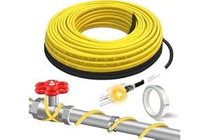 YeloDeer 2 Ft Pipe Heat Cable for Water Pipe Freeze Protection, Self-Regulating Heat Tape for Metal and Plastic Pipes, Anti-Freeze Pipe Heating Trace System 6W/Ft 120V
