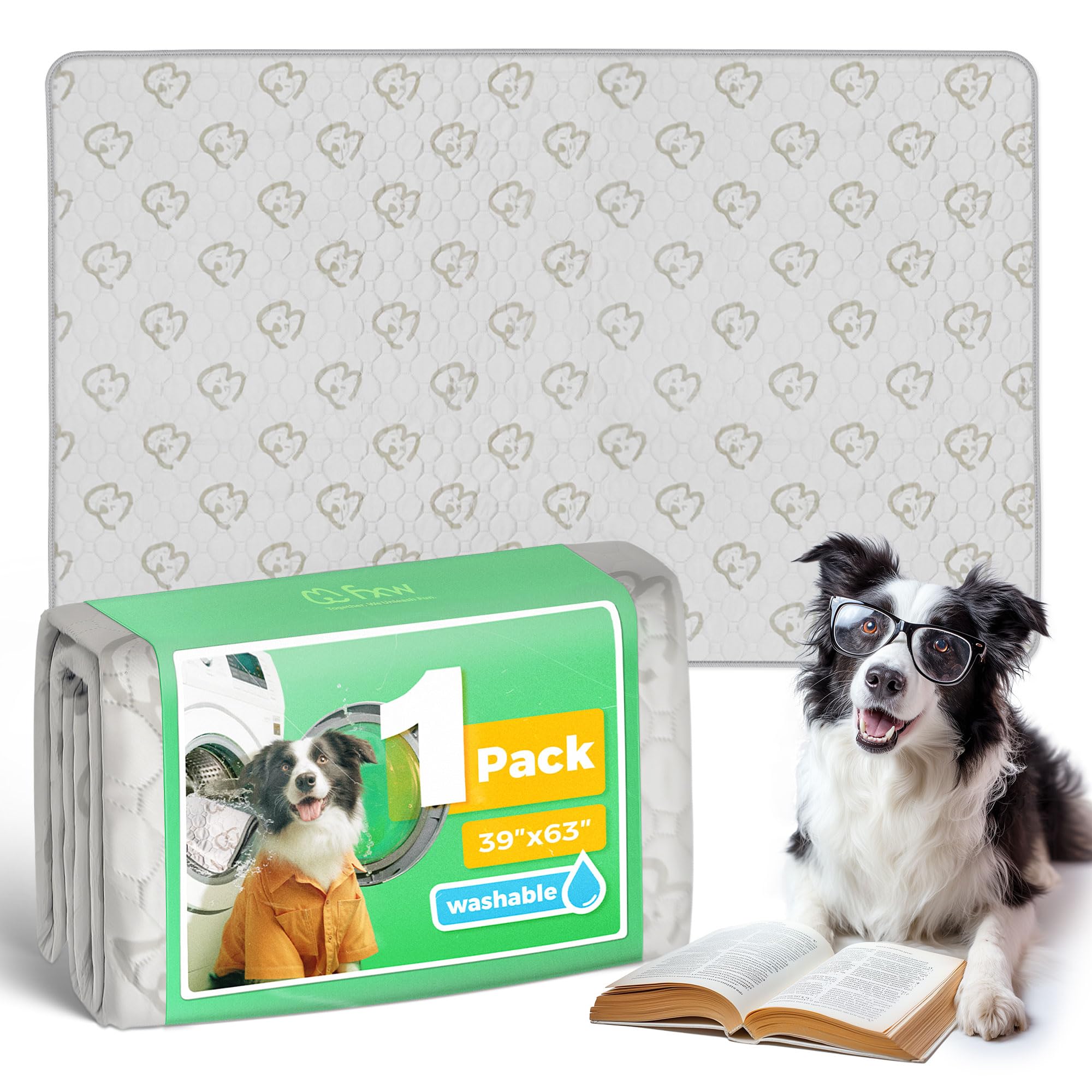 Photo 1 of FXW Washable Pee Pads for Dogs, Puppy Pads with Super Absorbent, Specifically Designed for FXW Rollick/Homeplus 24inch 6 Panels Dog Playpen, 63" × 39" Rectangle, Khaki, 1 Pack