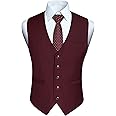 HISDERN Men's Suit Vest Business Formal Dress Waistcoat Vest with 3 Pockets for Suit or Tuxedo Slim Fit