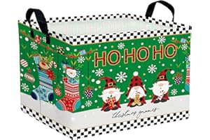 BOOHIT Large Christmas Gifts Empty Baskets Kids Collapsible Holiday Storage Bin with Handle (Socks Gnome)