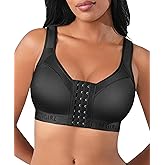 FeelinGirl Front Closure Post Surgery Compression Bra with Adjustable Straps Wireless Breast Augmentation Post Op Bras