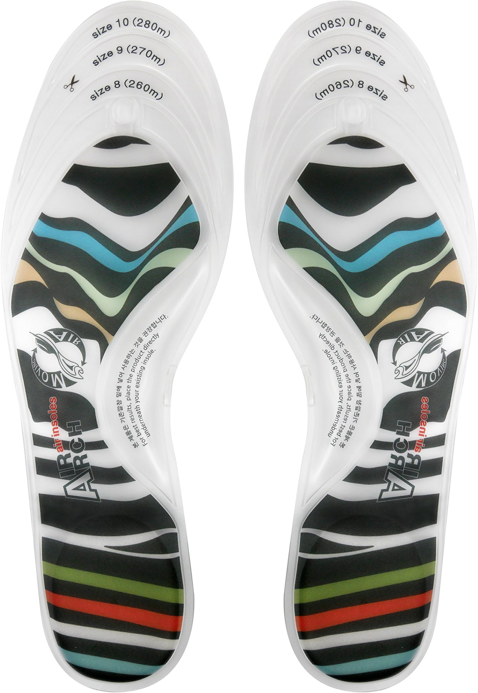 Air Arch Insoles Walking Zebra for Men Arch Support Orthotics Inserts Foot Pain Shock Absorption