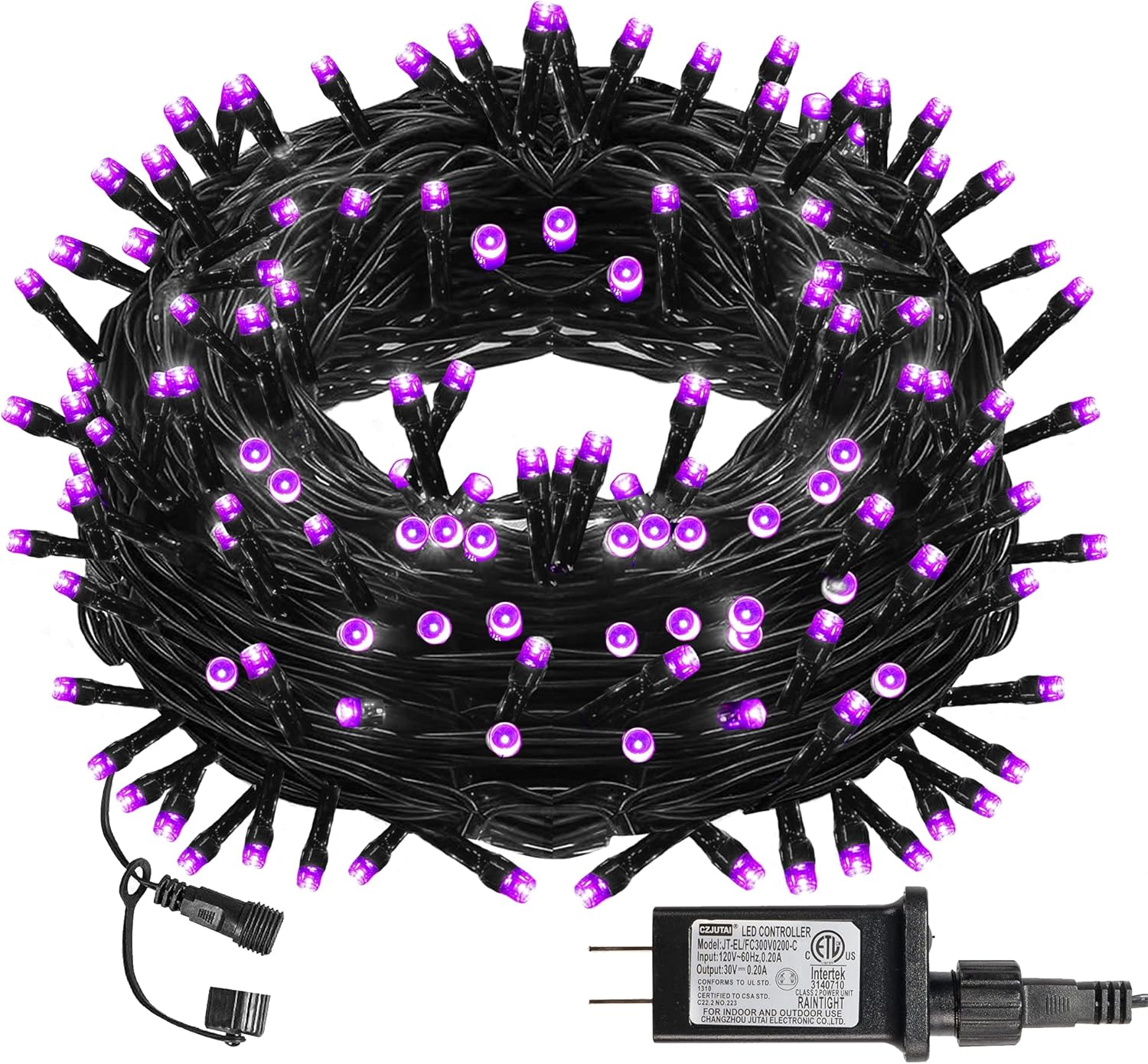 String Lights - Dazzle Bright Halloween String Lights, 66FT 200 LED Connectable Black Wire 8 Modes String Lights, Waterproof Halloween Decorations for Indoor Outdoor Patio Party Holiday, Purple