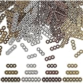 PH PandaHall 4 Colors 240pcs Tibetan Style Spacer Bars 3/4/6 Hole Rectangle Jewelry Spacers Metal Strand Separator Necklace Connector for Multi-Strand Necklace Bracelet Jewelry Making Hole 1-1.5mm