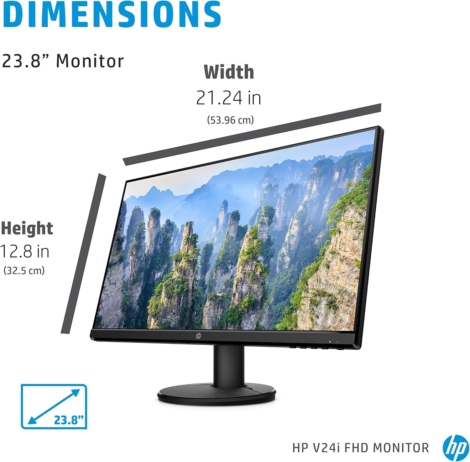 HP v24i Full HD Monitor (1920 x 1080) 23.8 Inch (1 VGA, 1 HDMI) - Black, 24 inch black - Image 4