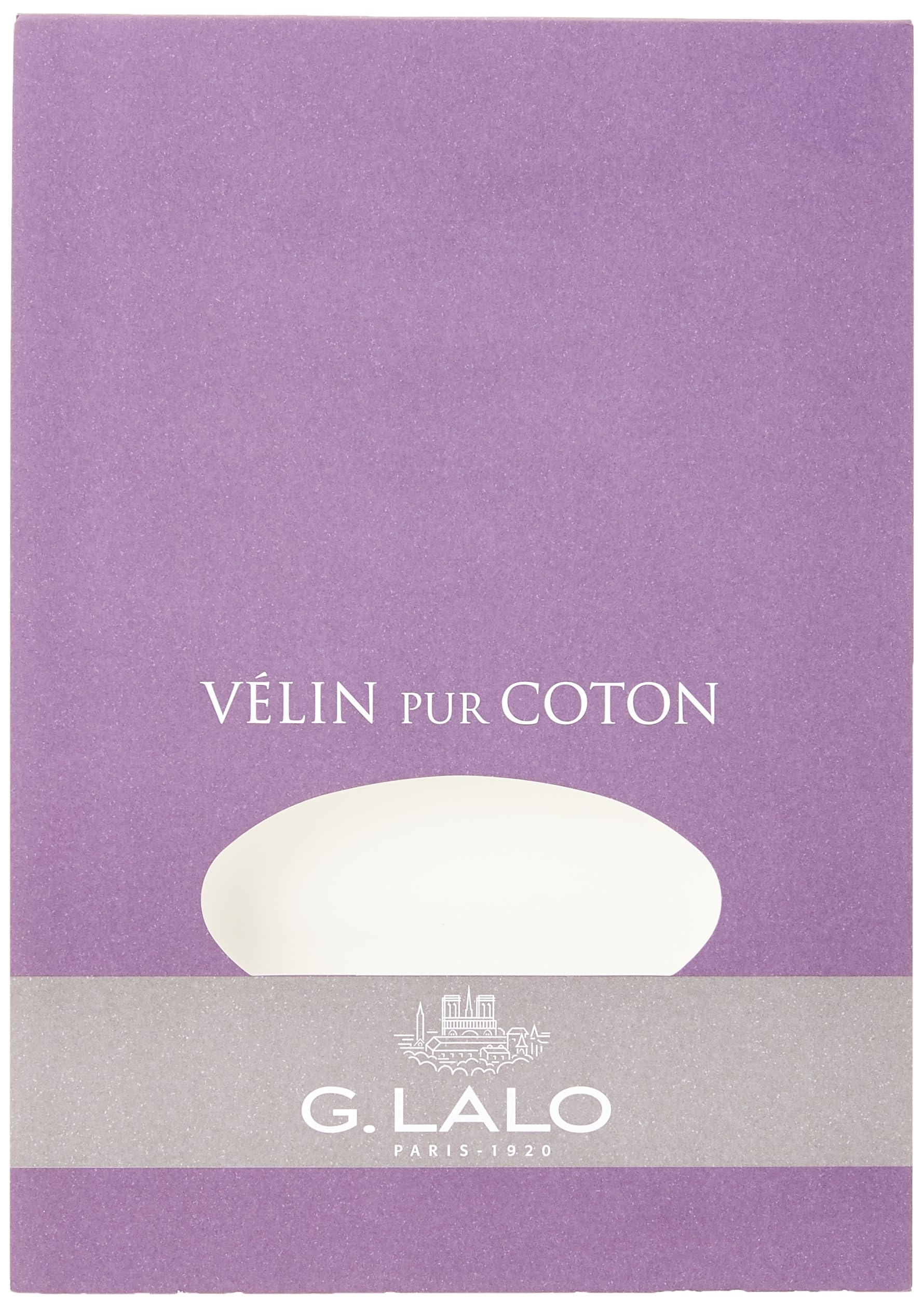Lalo 11000L - Velin Pur Coton Pad of 40 Plain Sheets 14.8x21 cm 125g, Vellum Pure Cotton, White. Clean Cut. Front Cover with Foiled Silver Finish. Refined A5