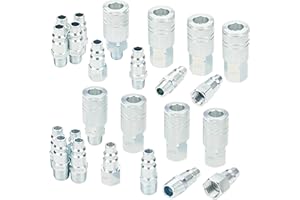 HOOTSUM 3/8 Inch Body Air Hose Quick Connect Fittings, 3/8" NPT Threads and 1/4" NPT Threads Couplers and Plugs, I/M Industrial Type 24PCS Air Compressor Accessories Kit