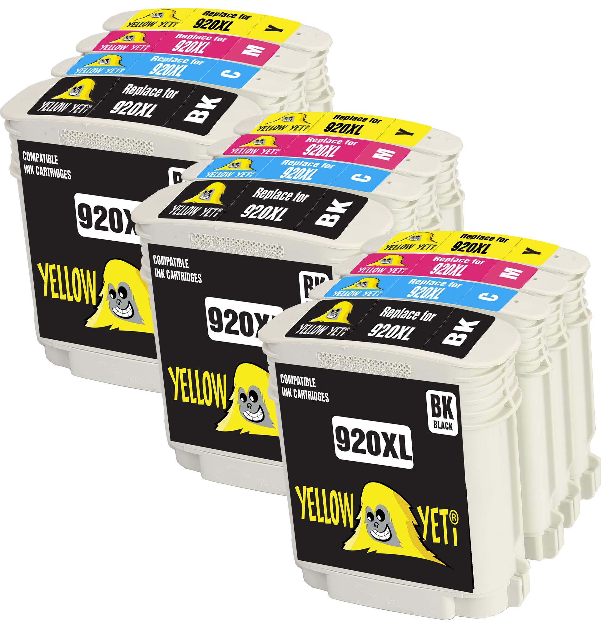 YELLOW YETI Replacement for HP 920 920XL Ink Cartridges compatible with HP OfficeJet 6000 6500 6500A 7000 7500A (3 Black + 3 Cyan + 3 Magenta + 3 Yellow)
