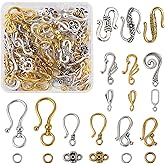 Craftdady 60 Sets 8 Styles Tibetan S Hook Ring Toggle Clasps End Clasps Connectors for Bracelet Jewelry Making