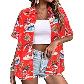 Zeagoo Womens Hawaiian Button Down Shirts Short Sleeve Casual Floral Tropical Shirt Summer Beach Shirt Cool Button Up Tops