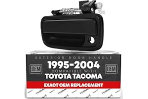 T1A Exterior Front Driver Door Handle Replacement - Compatible with 1995-2004 Toyota Tacoma - Smooth Black, Plastic - OEM 69220-35020, 91319, 79344, TO1310117