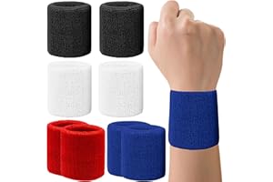 IMAGERIO 8 Pack Wrist Sweatbands Tennis Wrist Bands Absorbent Sweat Band for Men and Women, Breathable Cotton Sweatbands for Working Out, Football, Basketball, Running Athletic Sports