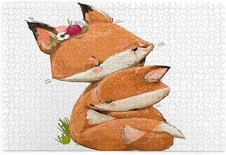 Amazon Co Jp 1000ピースパズル かわいいママキツネ彼女の子供 大人と子供のための絵パズルゲーム家族の結婚式の卒業ギフト ホーム キッチン