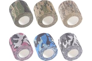 IndigoCase 6 Pack Self Adhesive Bandage Wrap 2 Inch, Multi-Camo Color Bandages Variety Pack, Elastic Grip Tape, Sports Wraps, Vet Wrap, Large Bandages Bulk for Knee, Ankle, Dogs and Horses.