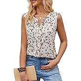SOFIA'S CHOICE Womens Tank Tops V Neck Printed Dressy Casual Sleeveless Blouse Business Work Shirts