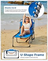 KingCamp Sun Lounger 5-Position Backrest 180 kg Heavy Duty Blue view 4