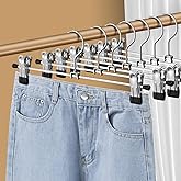 HWAJAN Pants Hangers with Clips 30 Pack Adjustable Skirt Hangers for Women Non-Slip Shorts Trousers Hanger for Jeans Clothes Hanger for Pants Heavy Duty Space Saving,Black 12Inch
