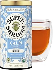 The Republic of Tea SuperShroom Calm Reishi Herbal Tea, Organic Rooibos, Cocoa and Dandelion Root Blend, Low Caffeine, Unblea