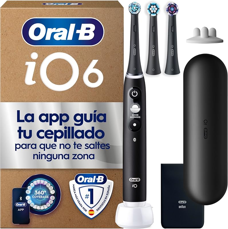 iO 6 Cepillo de Dientes Eléctrico, con 3 Cabezales, Negro