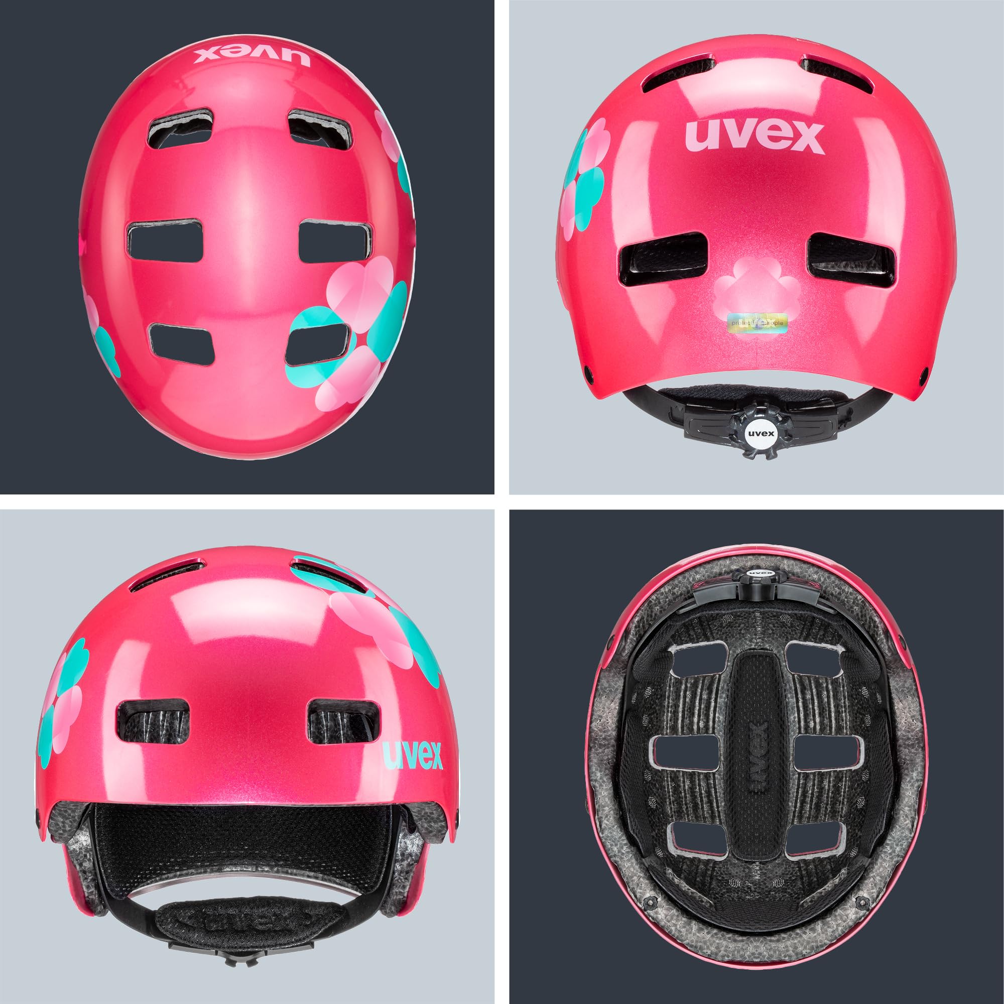uvex Kid 3 Kinderfahrradhelm, pink Flower, 55-58 cm 5
