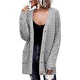 Zeagoo Womens 2026 Long Sleeve Chunky Cable Knit Fall Cardigans Sweaters Button Down Open Front Outerwear with Pockets