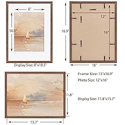 12x16 Picture Frames, Solid Oak Wood