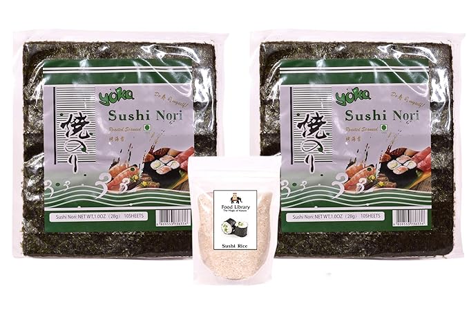 FOOD LIBRARY THE MAGIC OF NATURE 200g Sushi Rice with Yoka Nori Roasted Seaweed Sheets (20)