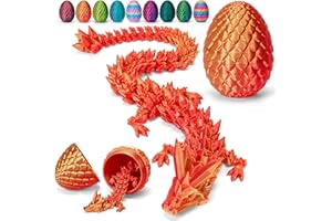 TBOLINE 12" 3D Printed Dragon Egg, Cool 3D Printer Articulated Crystal Dragon Toy for Boys Kid Teen, Animals Fidget Toy Dinosaur Eggs for 5-7 4-6 8-12 Year Old Boys Kid Girls