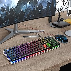 Gaming Keyboard and Mouse Combo, K1 RGB LED Backlit
