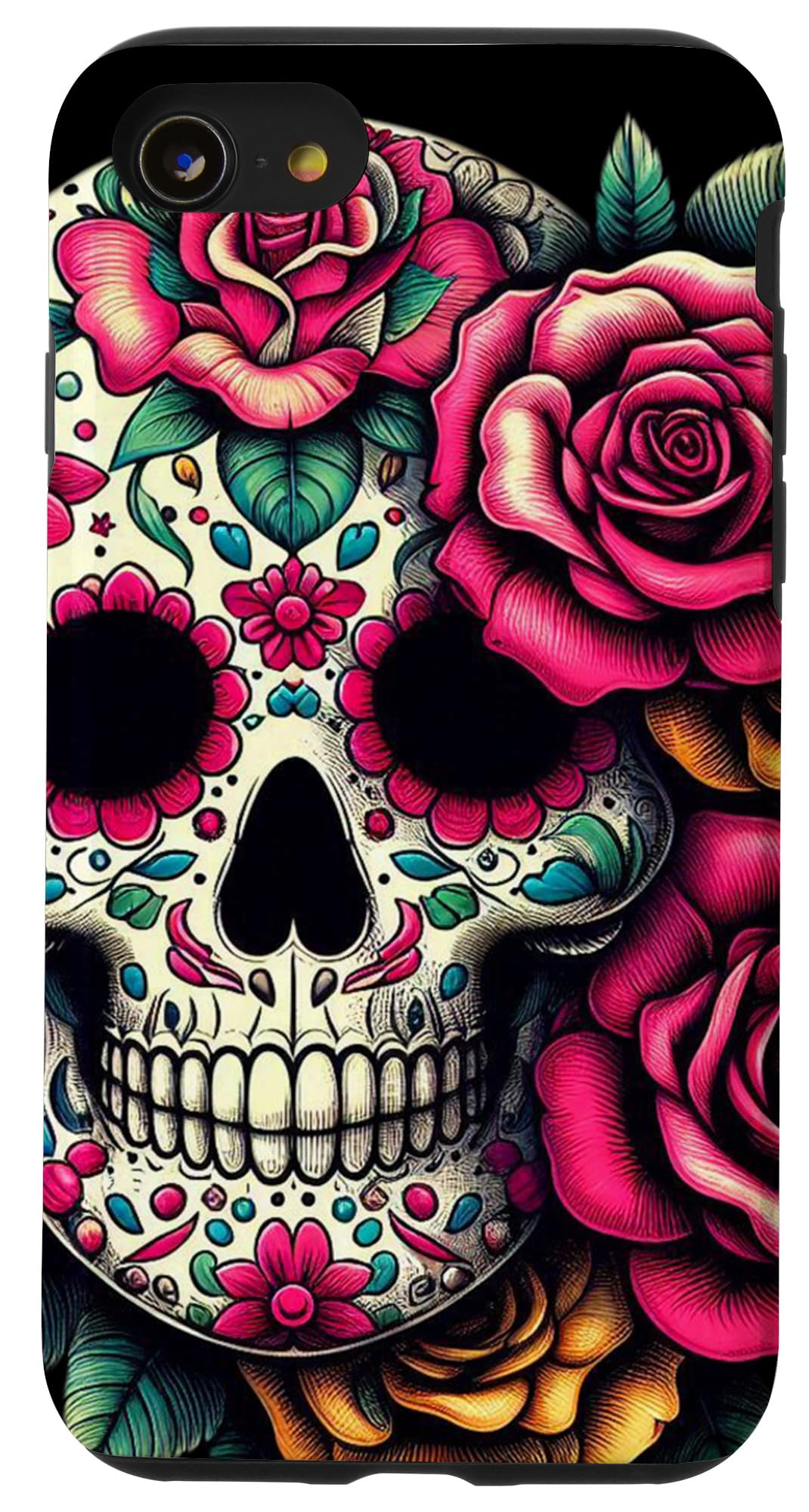 Flower Skull / Sugar Skull Roses for Women Girls, Mens Case for iPhone SE (2020) / 7 / 8