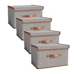 Tuza 4 Pack Storage Bins with Lids, Collapsible
