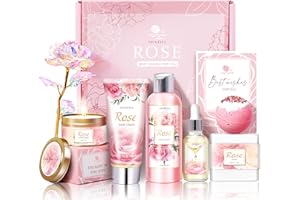 LUCOTIYA Gifts for Women, Happy Birthday Gifts for Women, Christmas Bath and Body Gifts for Woman with Unique Rose Self Care Gift, Home Spa Gift Basket for Mom, Girlfriend, Sister, Female Friends, Coworker