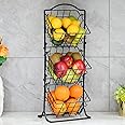 Wetheny 3-Tier Fruit Basket Fruit Bowl for Kitchen Counter or Floor - Fruit Holder Produce Basket for Vegetables and Snacks -Metal Market Storage Stand