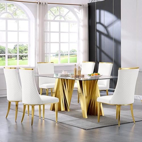 Amazon Round Glass Dining Table Gold Base Modern Glass 36 Inch