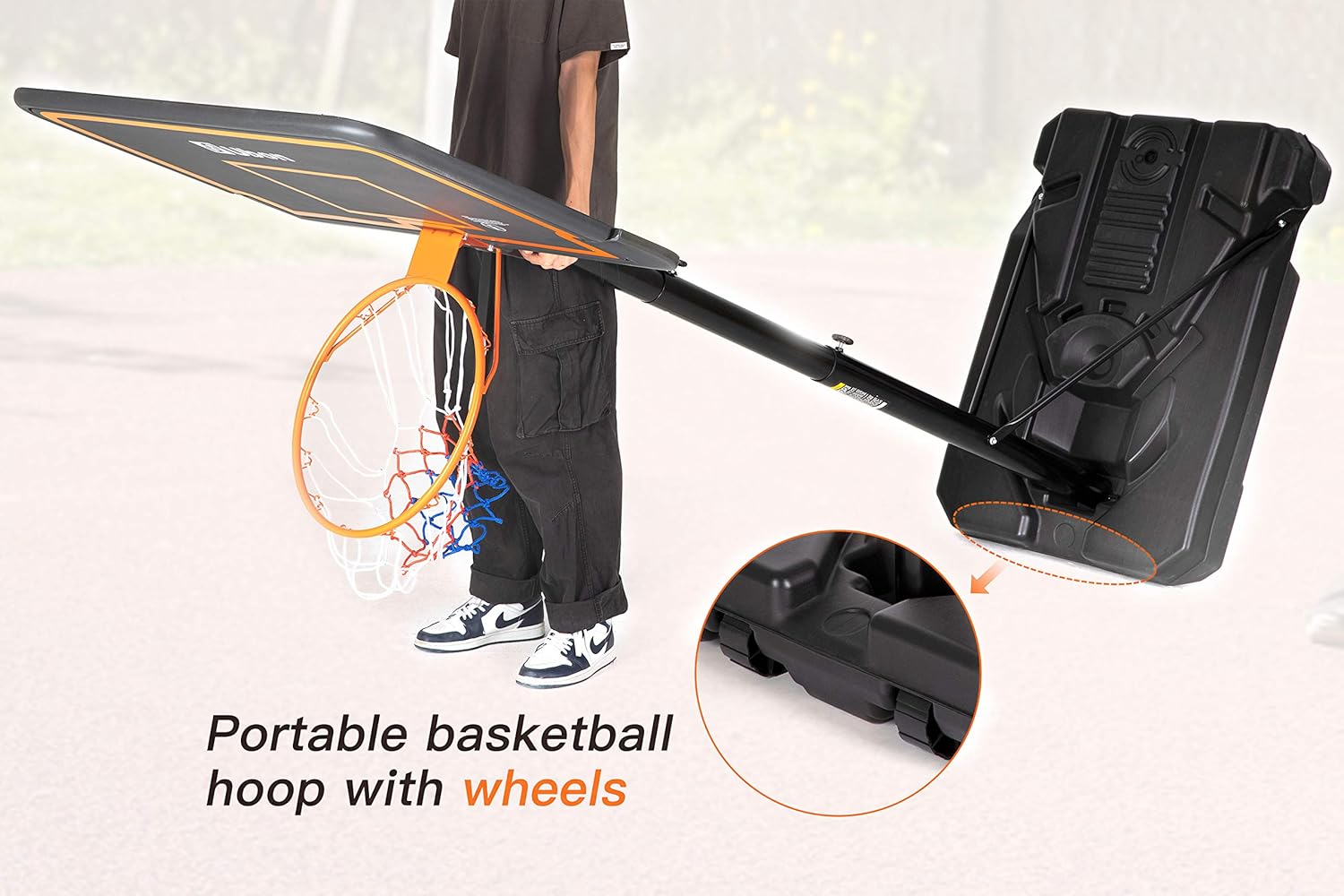 Ubon Basketball Hoop Outdoor Portable Basketball Goal with 44 Inch Backboard for Adults Black : Sports & Outdoors