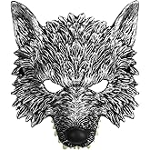 MCJC Halloween Wolf Mask, Werewolf Half Face Costume Mask,Masquerade Accessory