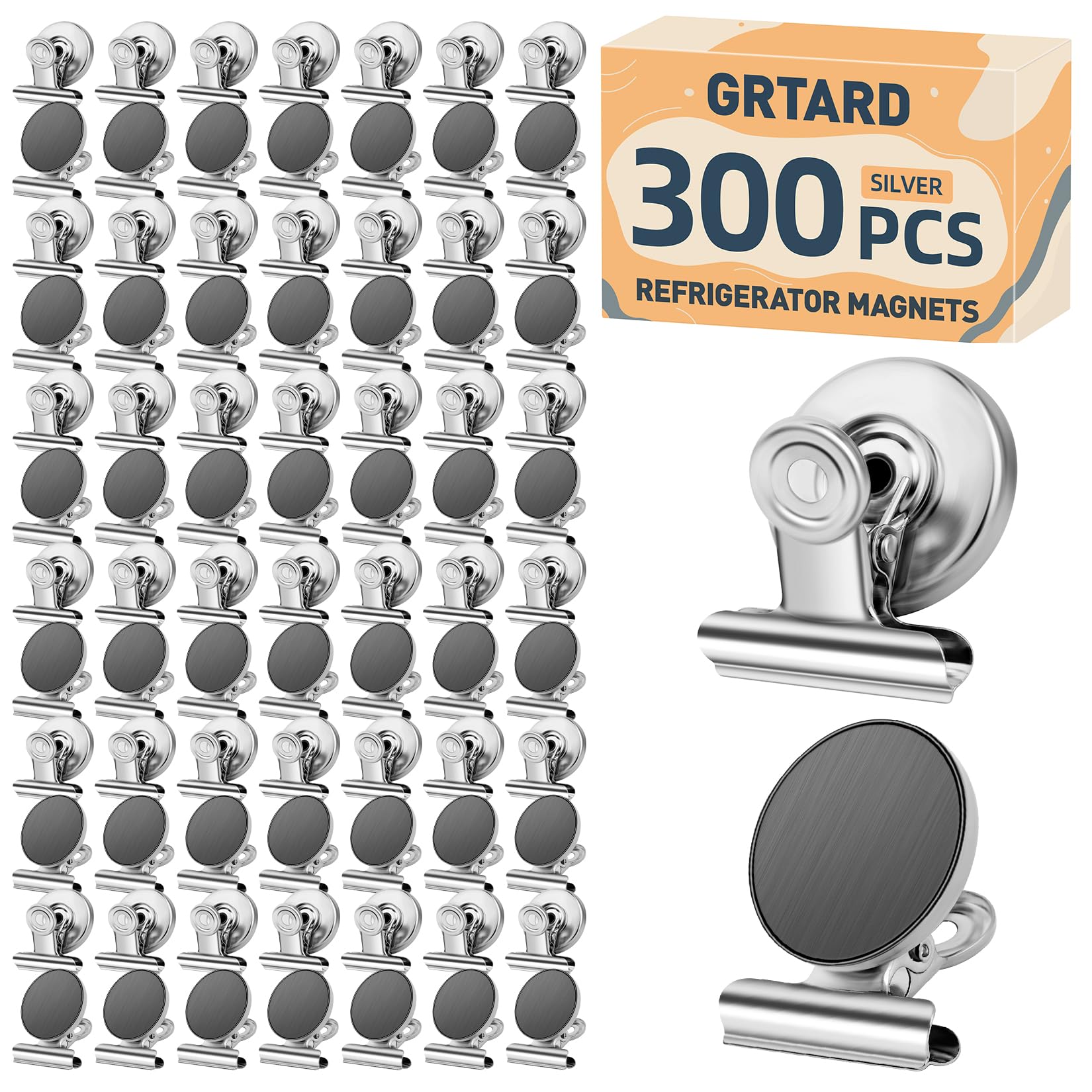 Grtard 300pack Magnetic Clips Heavy Duty, Magnet Clips for Fridge, Refrigerator Magnets, Scratch Free Magnets with Clip, Strong Magnetic Clip for Whiteboard, Refrigerator, Locker, Classroom Image