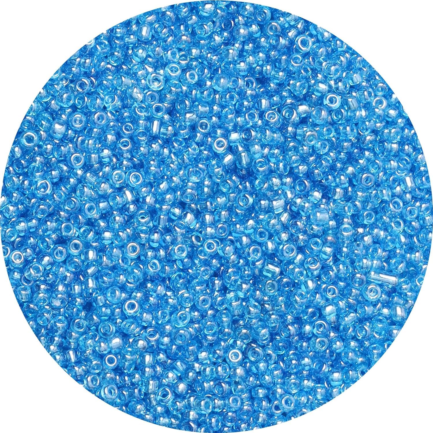 5000PCS 3mm Crystal Sky Blue Seed Beads for Jewelry Making,Small Craft Glass Beads for Bracelet Making, DIY Necklace Earring Keychain and Crafting