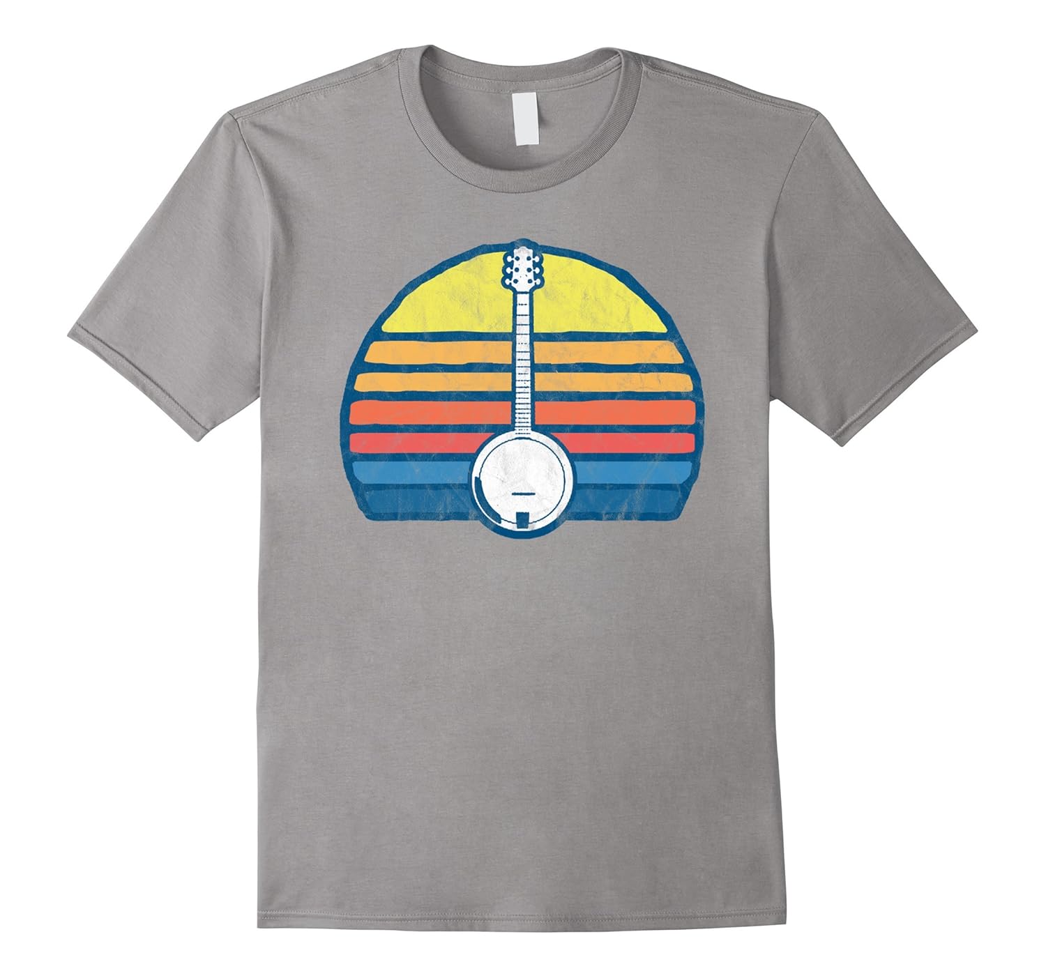 Retro Banjo Sun T-Shirt - Eighties Style Bluegrass Pickers-Rose