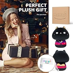 Mewaii 14 Inch Mushroom Plush, Kawaii Black Cat